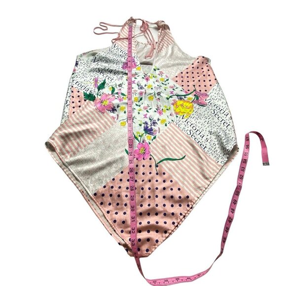 VICTORIA'S SECRET Women Hankerchief Chemise Size L Patchwork Butterfly 35-6 - Picture 10 of 12